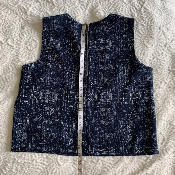 Karl Lagerfeld Paris Women's Sleeveless Zipper Back Tank Top Navy Blue Size L - Picture 8 of 9